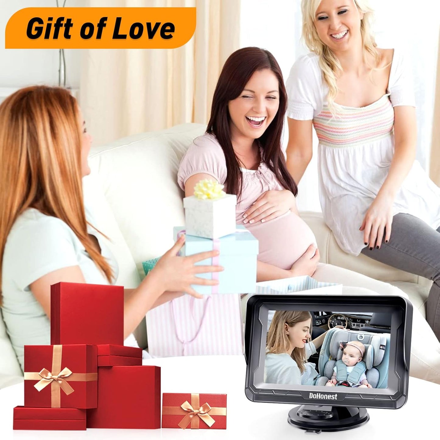Baby Car Camera HD 1080P - Rear-Facing Car Baby Monitor with Night Vision, Adjustable View Angle, Easy Setup, Anti-Glare Display, Safety for Kids & Infants