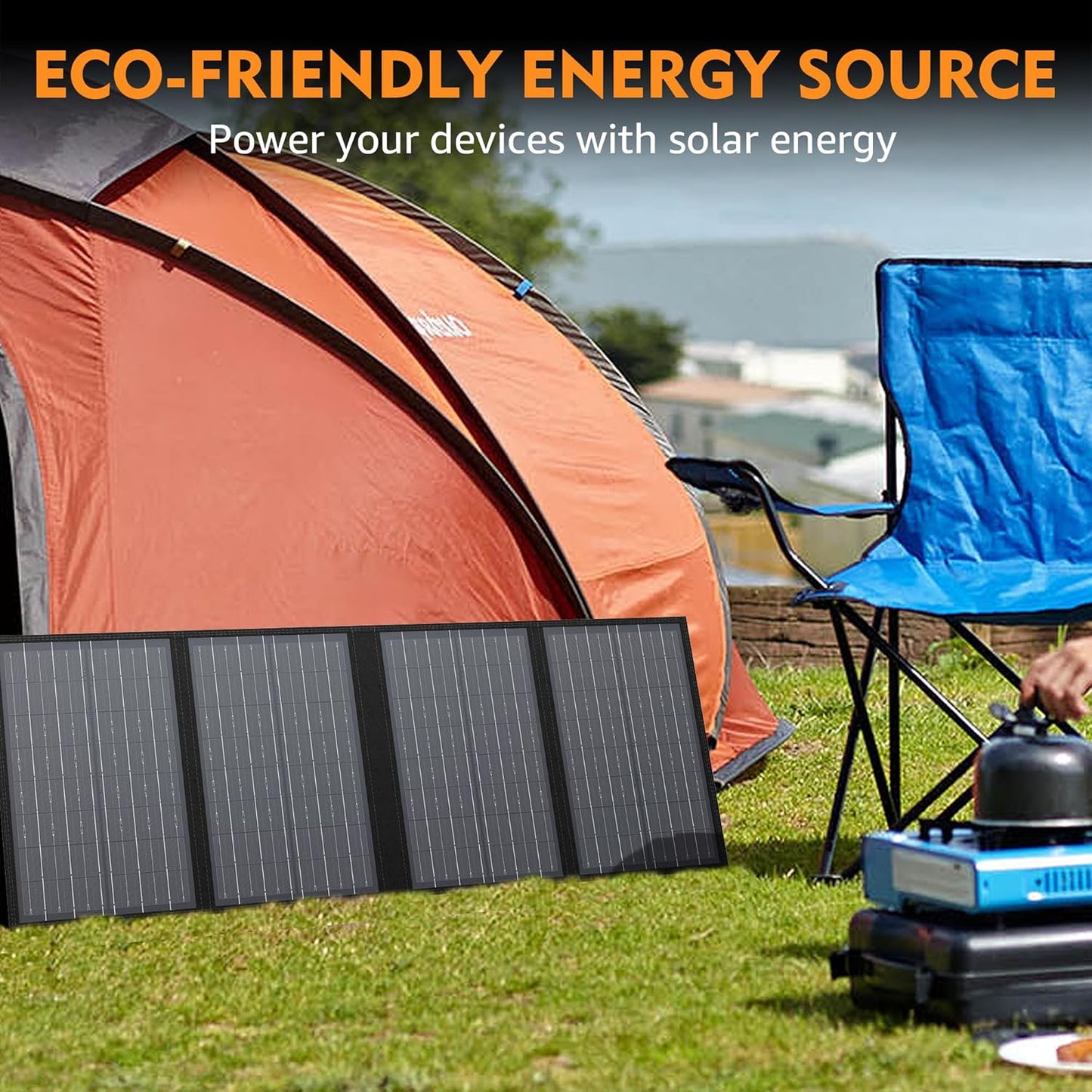 350W Portable Solar Generator with 60W Solar Panel, 70,000Mah Backup Lithium Battery, 110V/350W Pure Sine Wave AC Outlet, Power Station with Solar Panel for Outdoors Camping Travel Hunting