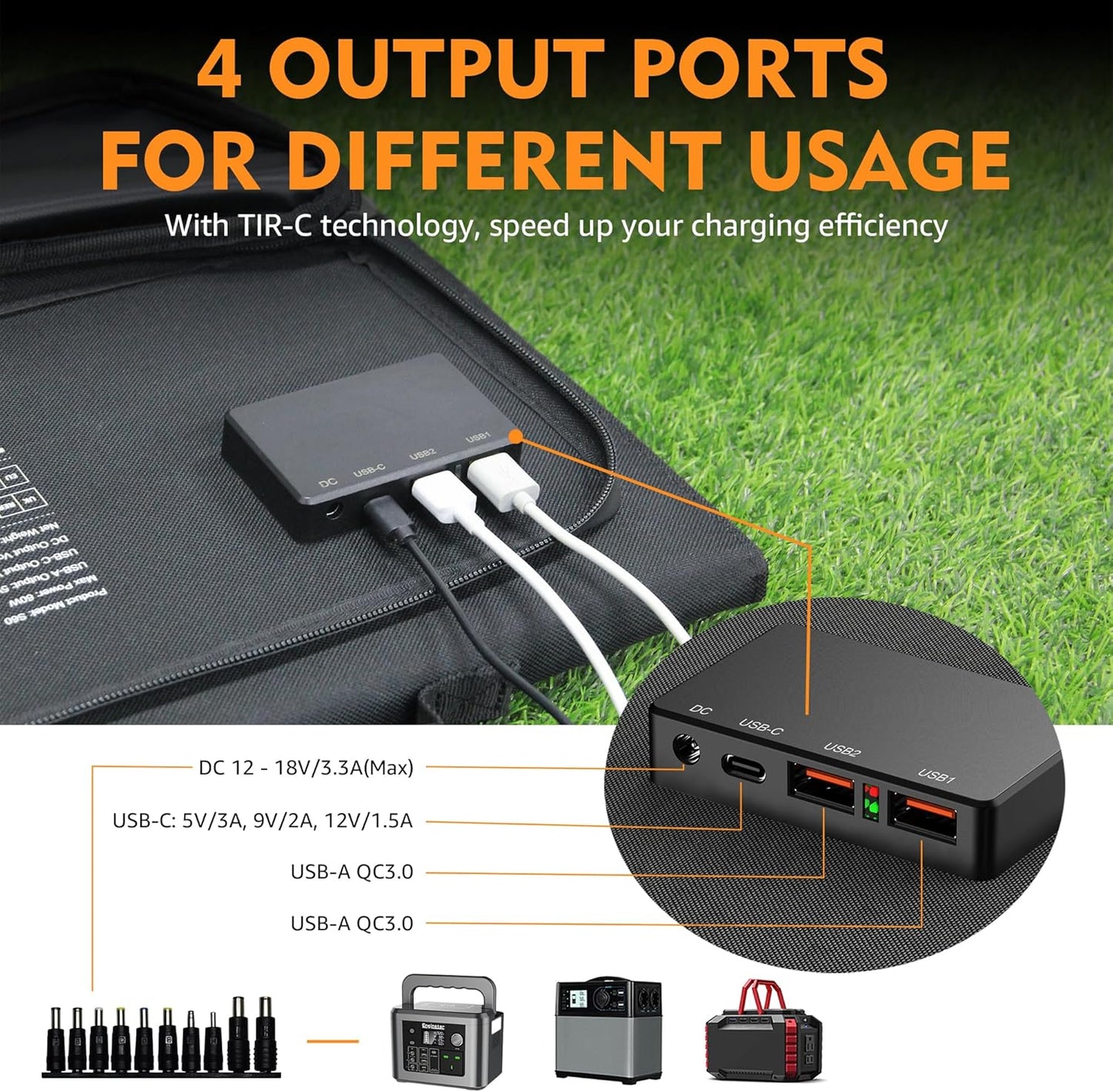 350W Portable Solar Generator with 60W Solar Panel, 70,000Mah Backup Lithium Battery, 110V/350W Pure Sine Wave AC Outlet, Power Station with Solar Panel for Outdoors Camping Travel Hunting