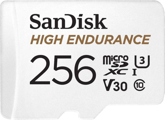 256GB High Endurance Video Microsdxc Card with Adapter for Dash Cam and Home Monitoring Systems - C10, U3, V30, 4K UHD, Micro SD Card - SDSQQNR-256G-GN6IA