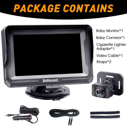 Baby Car Camera HD 1080P - Rear-Facing Car Baby Monitor with Night Vision, Adjustable View Angle, Easy Setup, Anti-Glare Display, Safety for Kids & Infants