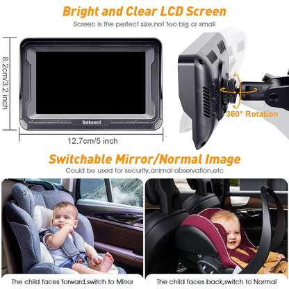 Baby Car Camera HD 1080P - Rear-Facing Car Baby Monitor with Night Vision, Adjustable View Angle, Easy Setup, Anti-Glare Display, Safety for Kids & Infants
